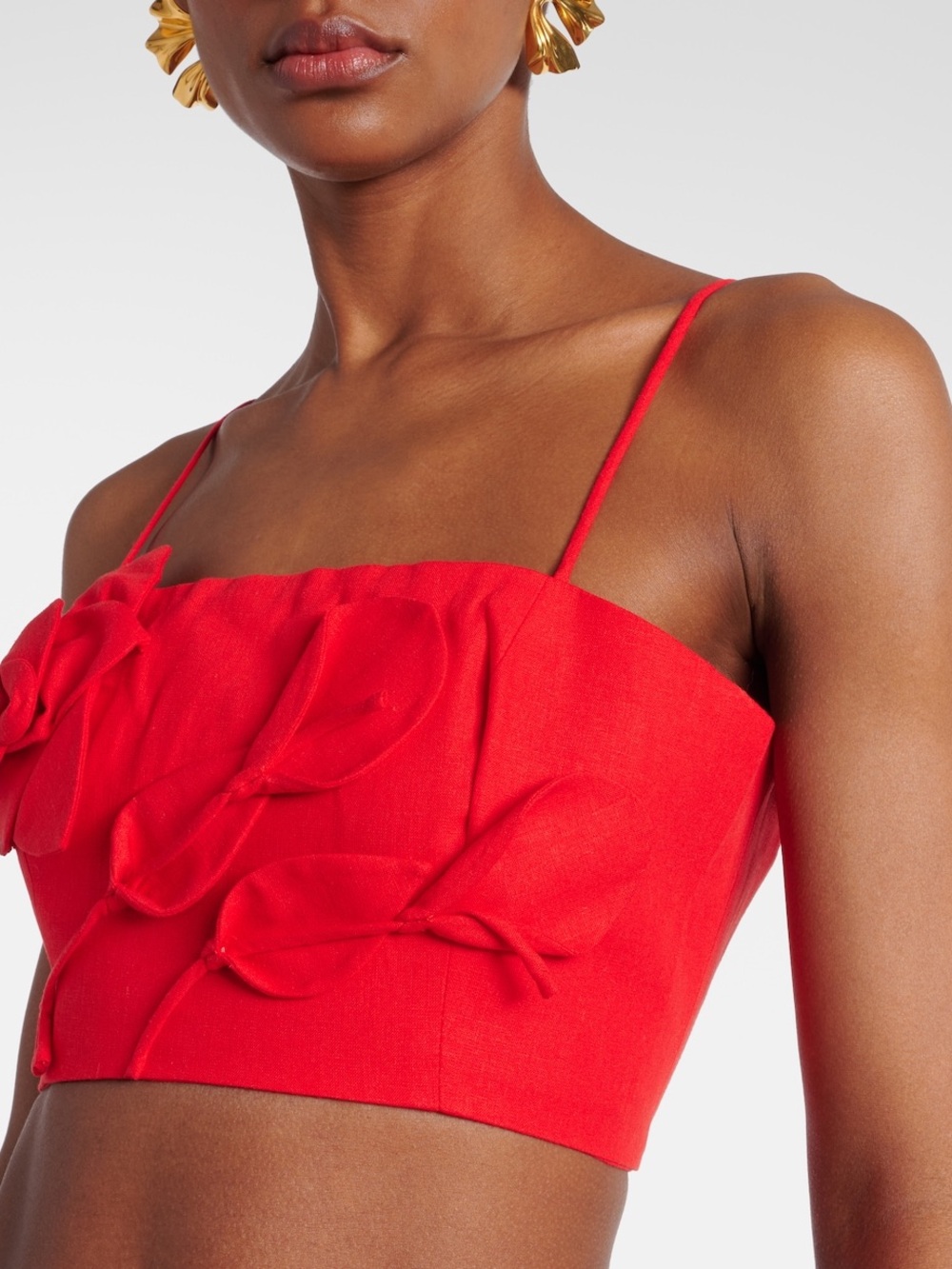 Farm Rio Anthropologie Floral Appliqué Crop Top - Picture 1 of 16